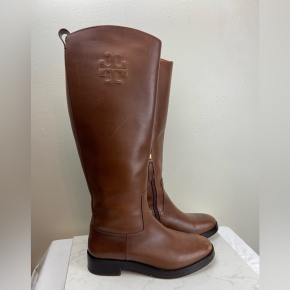 TORY BURCH THE RIDING BOOT LEATHER RICH BROWN - Picture 2 of 16